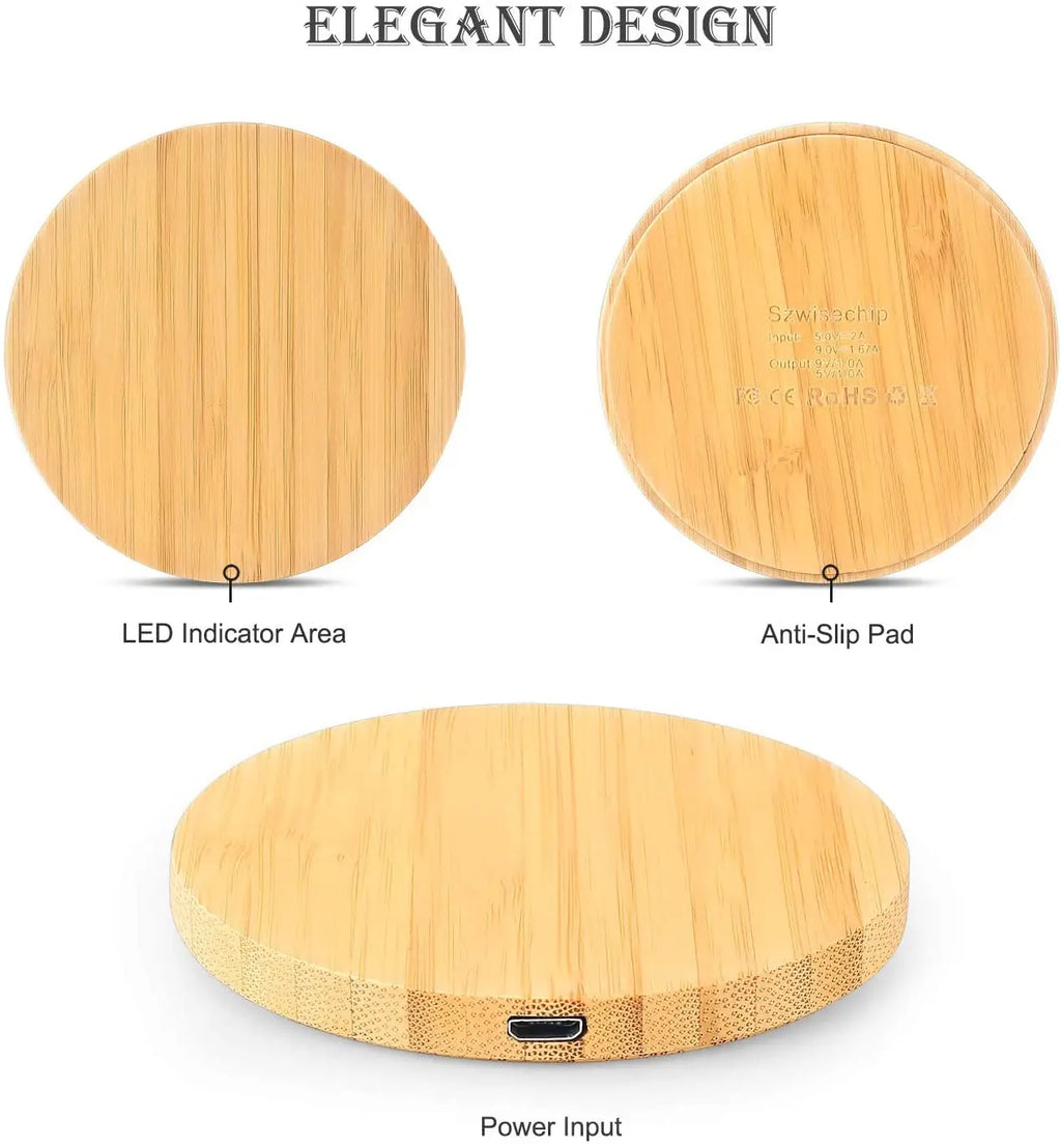 Staxio Kiln Bamboo Qi Wireless Charging Pad - view 3