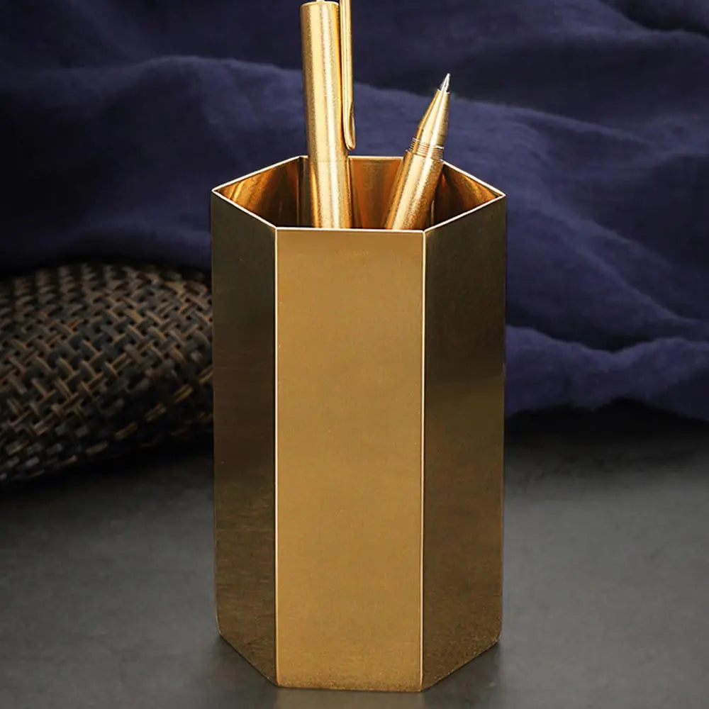 Staxio Foundry Vintage Brass Pen Holder - view 2