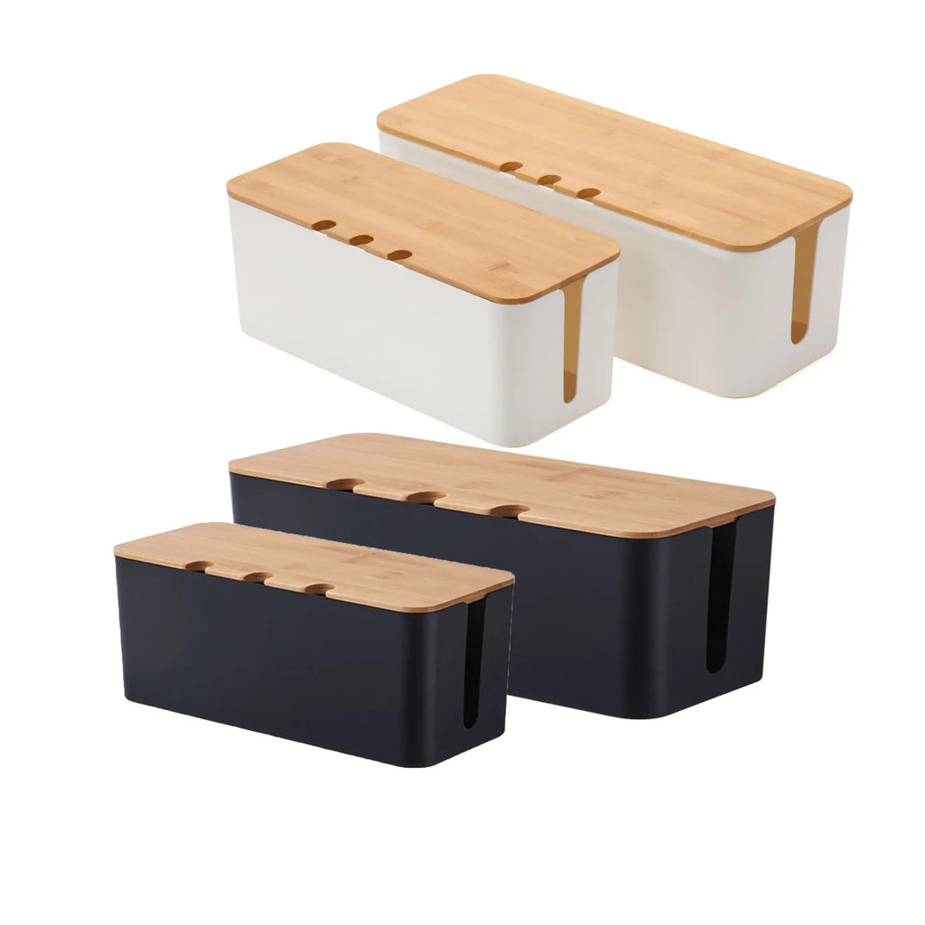 Staxio Vault Wood-Toned Cable Management Box - view 1