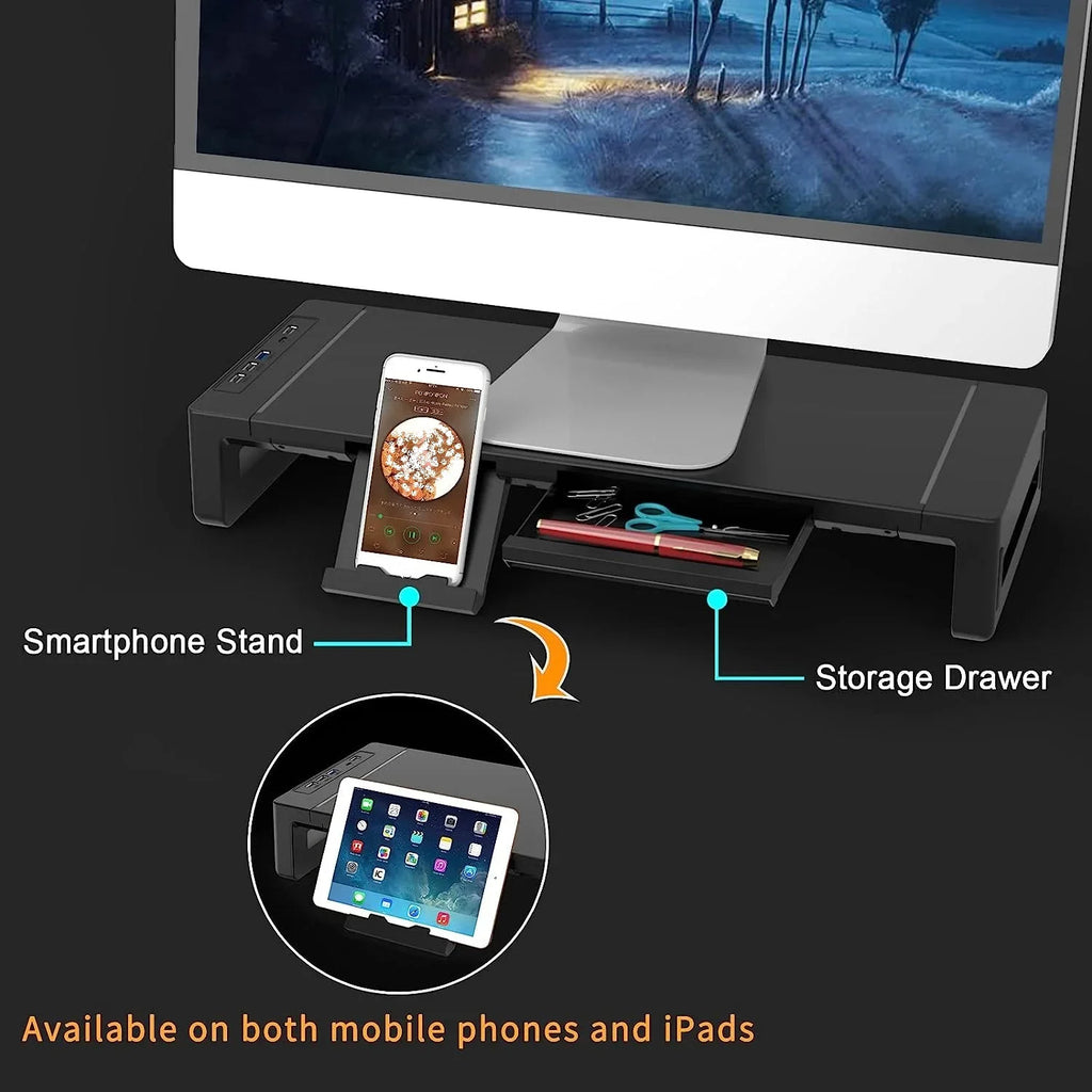 Staxio Meridian Foldable Monitor Riser with Drawer - view 2