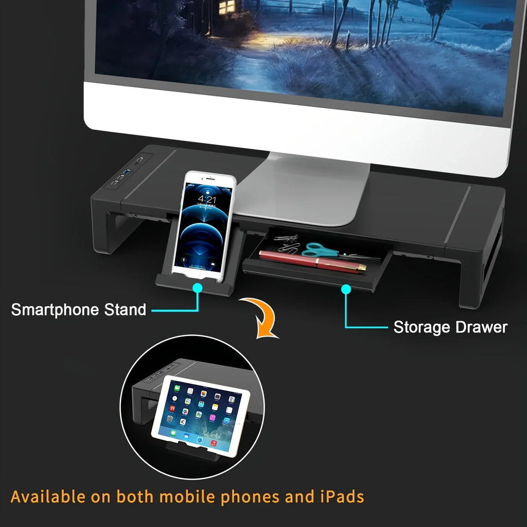 Staxio Meridian Foldable Monitor Riser with Drawer - view 5