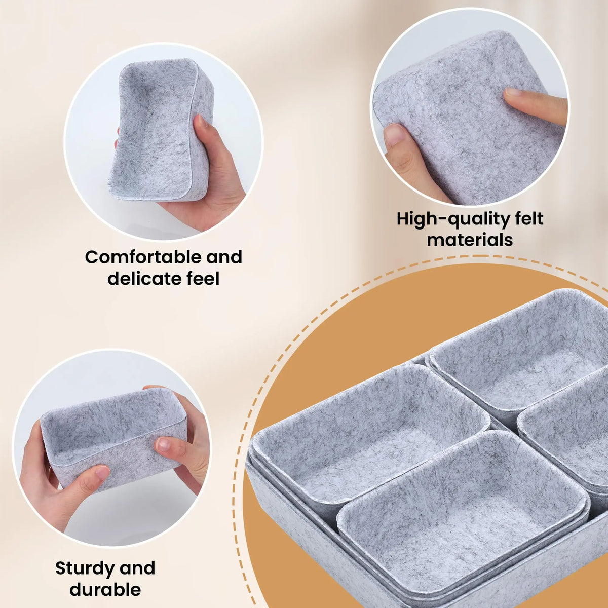 Staxio Loft 7-Piece Felt Drawer Organizer Set - view 3