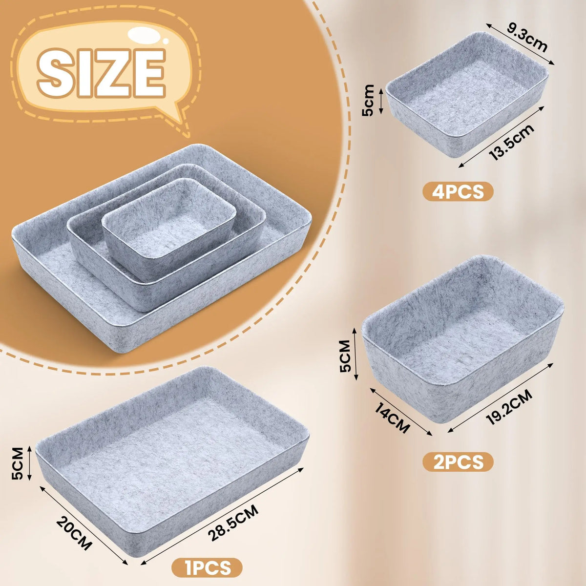 Staxio Loft 7-Piece Felt Drawer Organizer Set - view 2