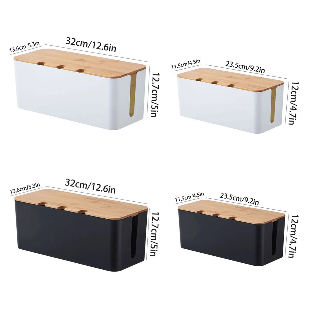Staxio Vault Wood-Toned Cable Management Box - view 2