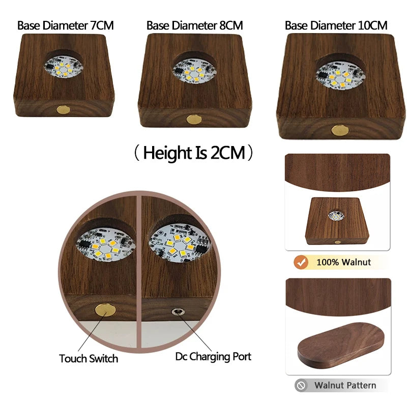 Staxio Halo Walnut Wireless Charging Night Light - view 5