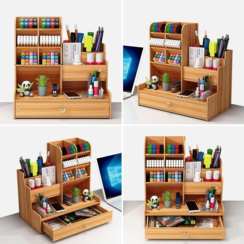 Staxio Timber Large-Capacity Wood Desk Organizer - view 3