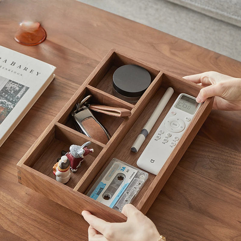 Staxio Timber Compartment Solid Wood Valet Box - view 1
