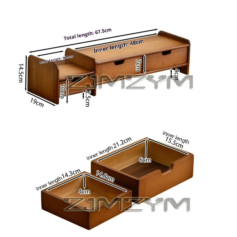 Staxio Reed Bamboo Monitor Riser with Drawer - view 6