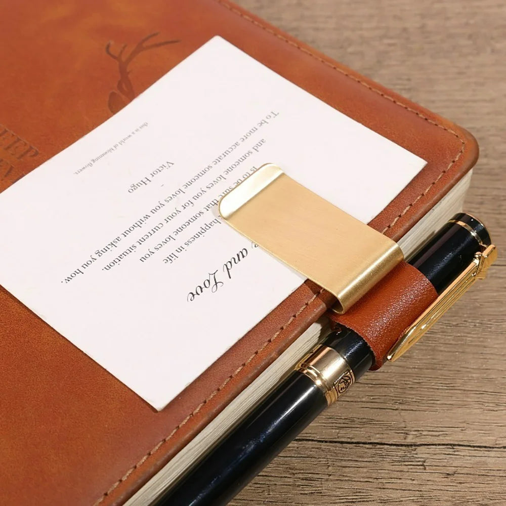 Staxio Ember Leather Brass Journal Pen Clip - view 5