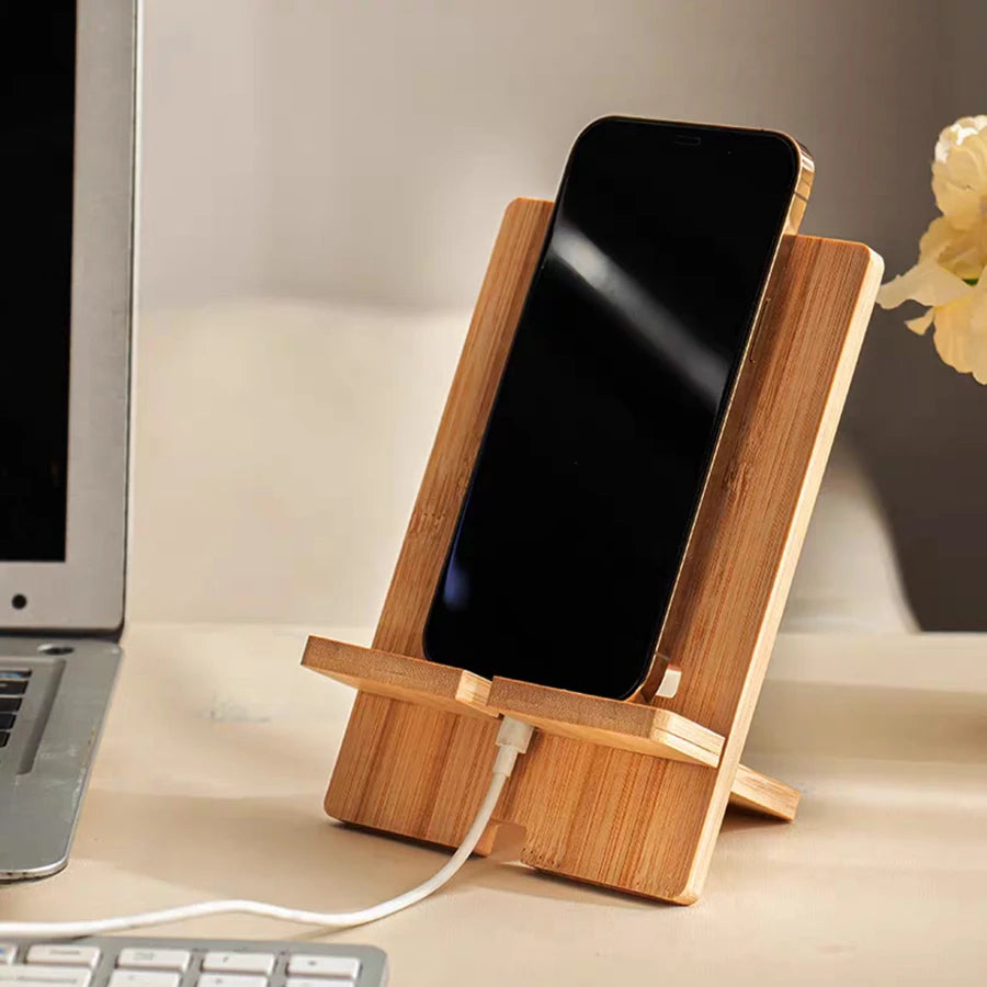 Staxio Reed Natural Bamboo Phone Stand - view 3