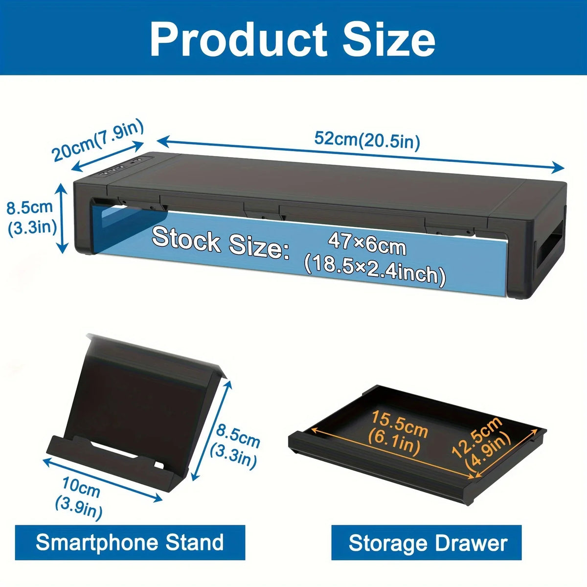 Staxio Meridian Foldable Monitor Riser with Drawer - view 4