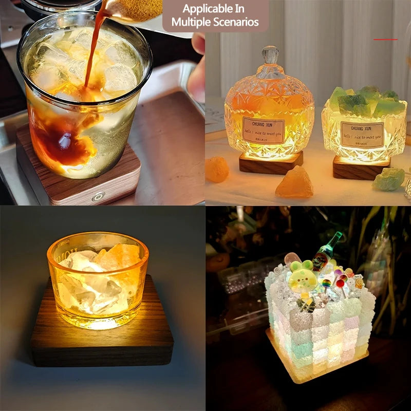 Staxio Halo Walnut Wireless Charging Night Light - view 6