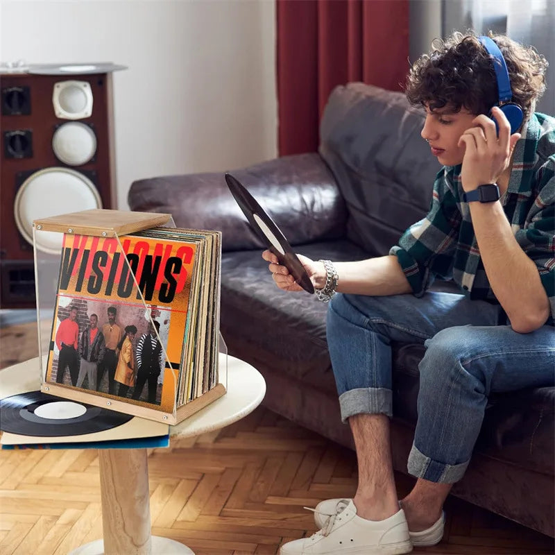 Staxio Timber Desktop Record Display Rack - view 3