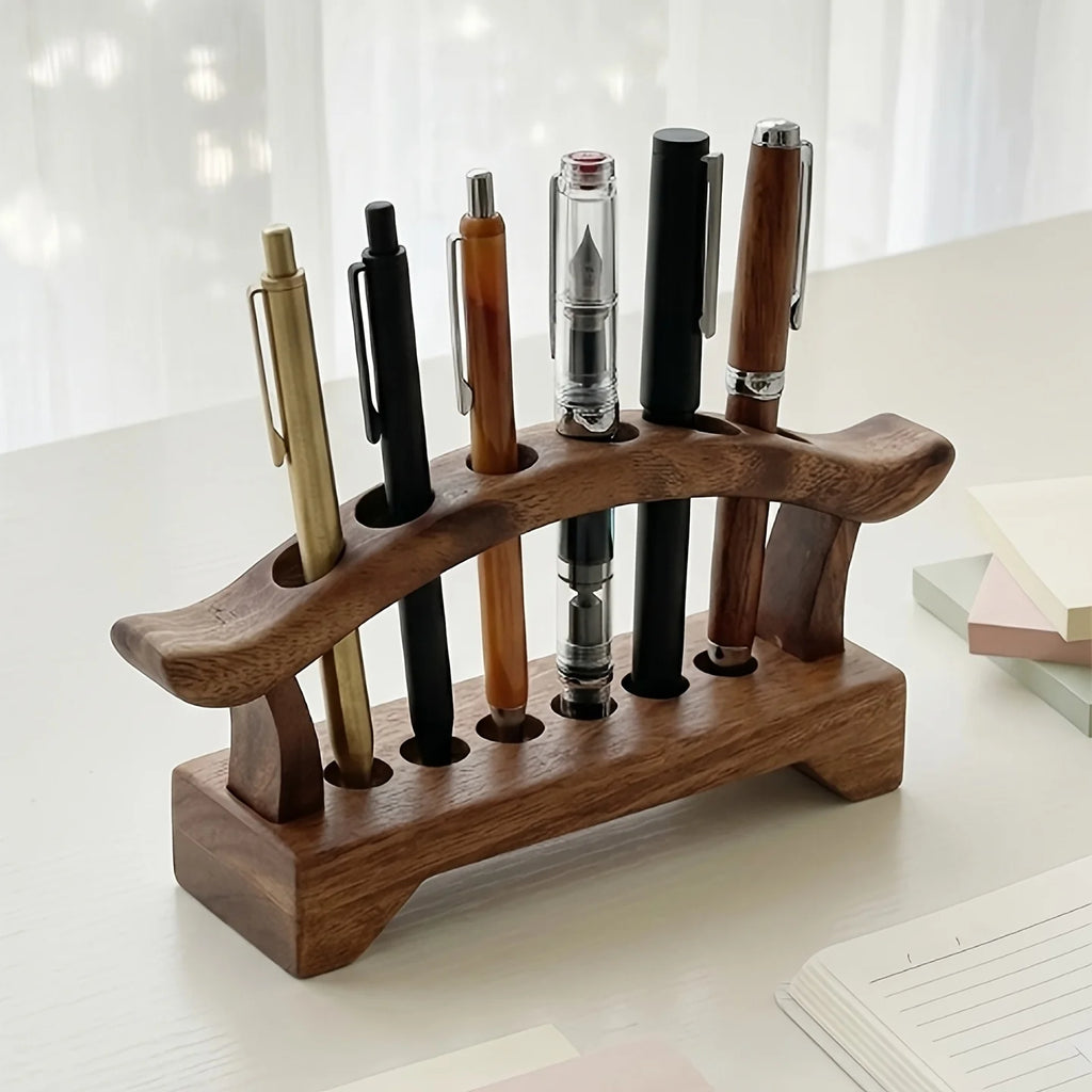 Staxio Alder Six-Slot Walnut Pen Stand - view 4