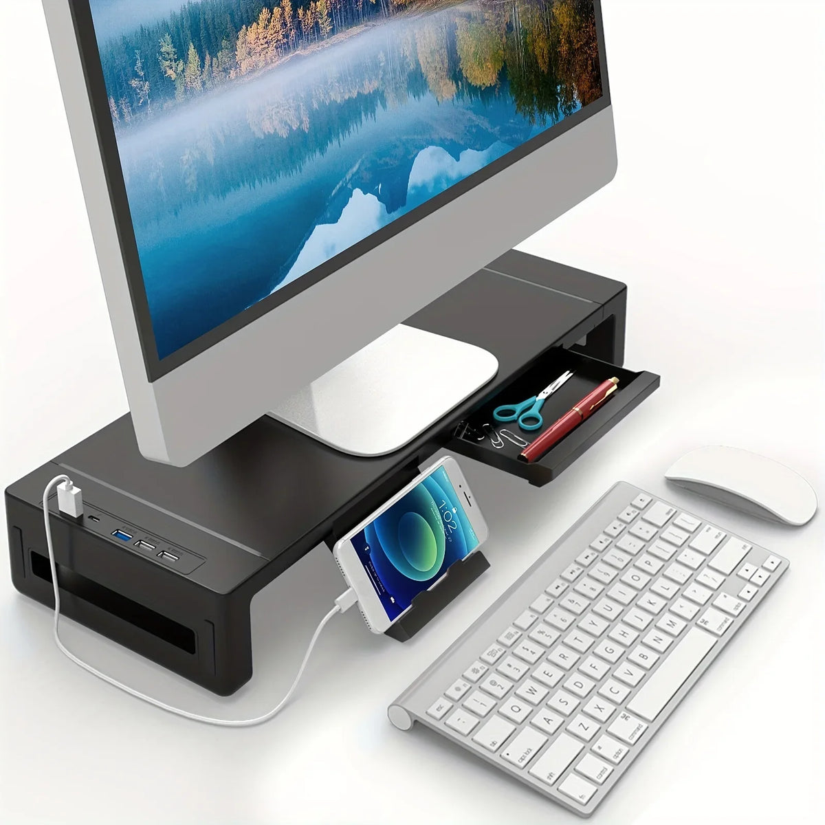 Staxio Meridian Foldable Monitor Riser with Drawer - view 1