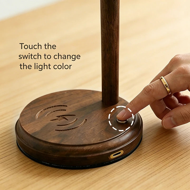Staxio Lumen Walnut Wireless-Charging Desk Lamp - view 5