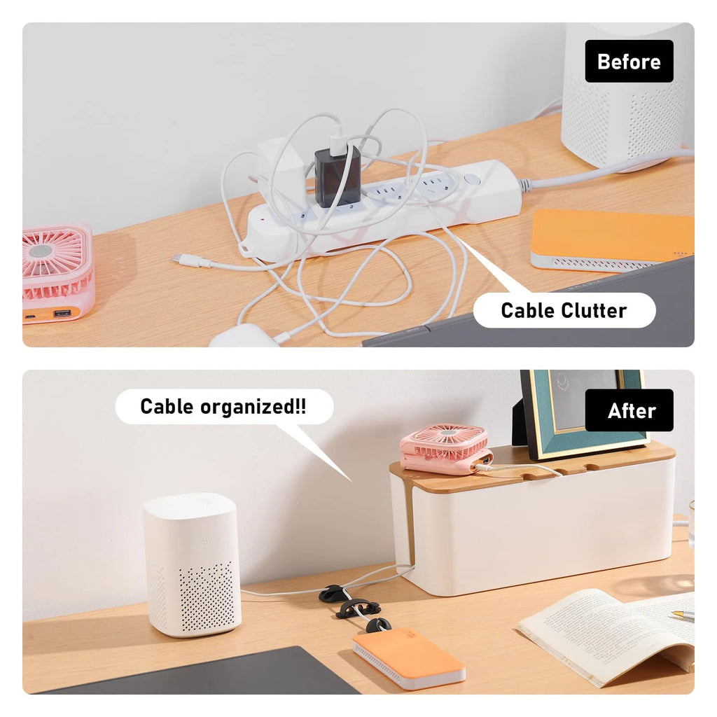 Staxio Vault Wood-Toned Cable Management Box - view 3