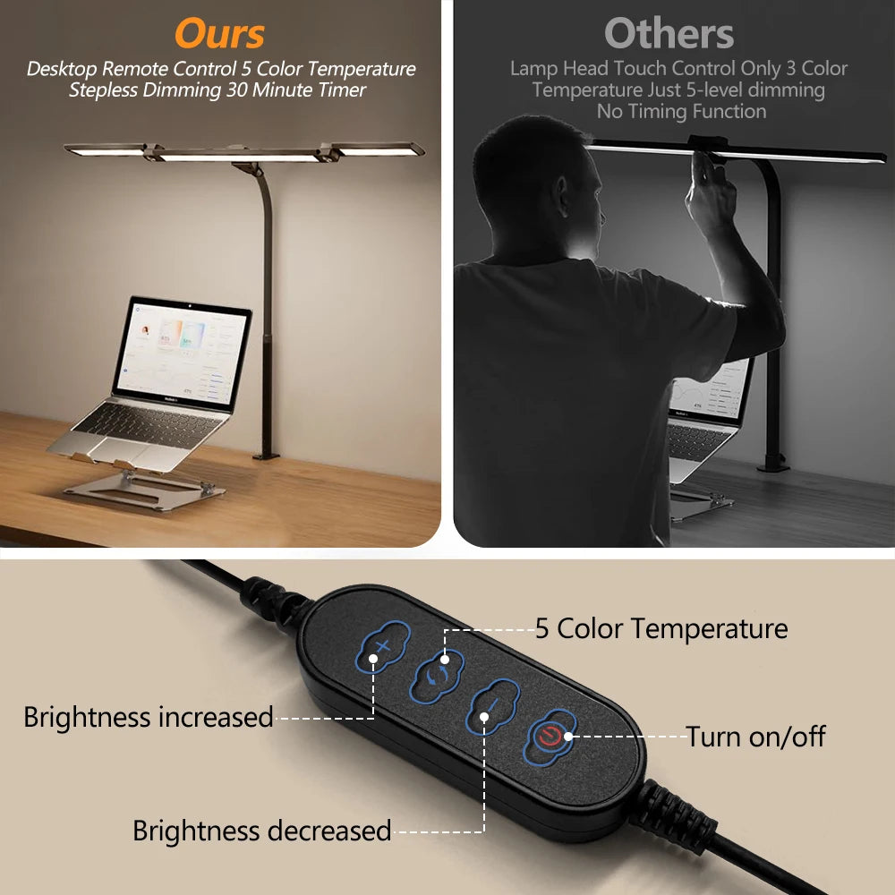 Staxio Lumen Clip-On Eye-Care Desk Lamp - view 6