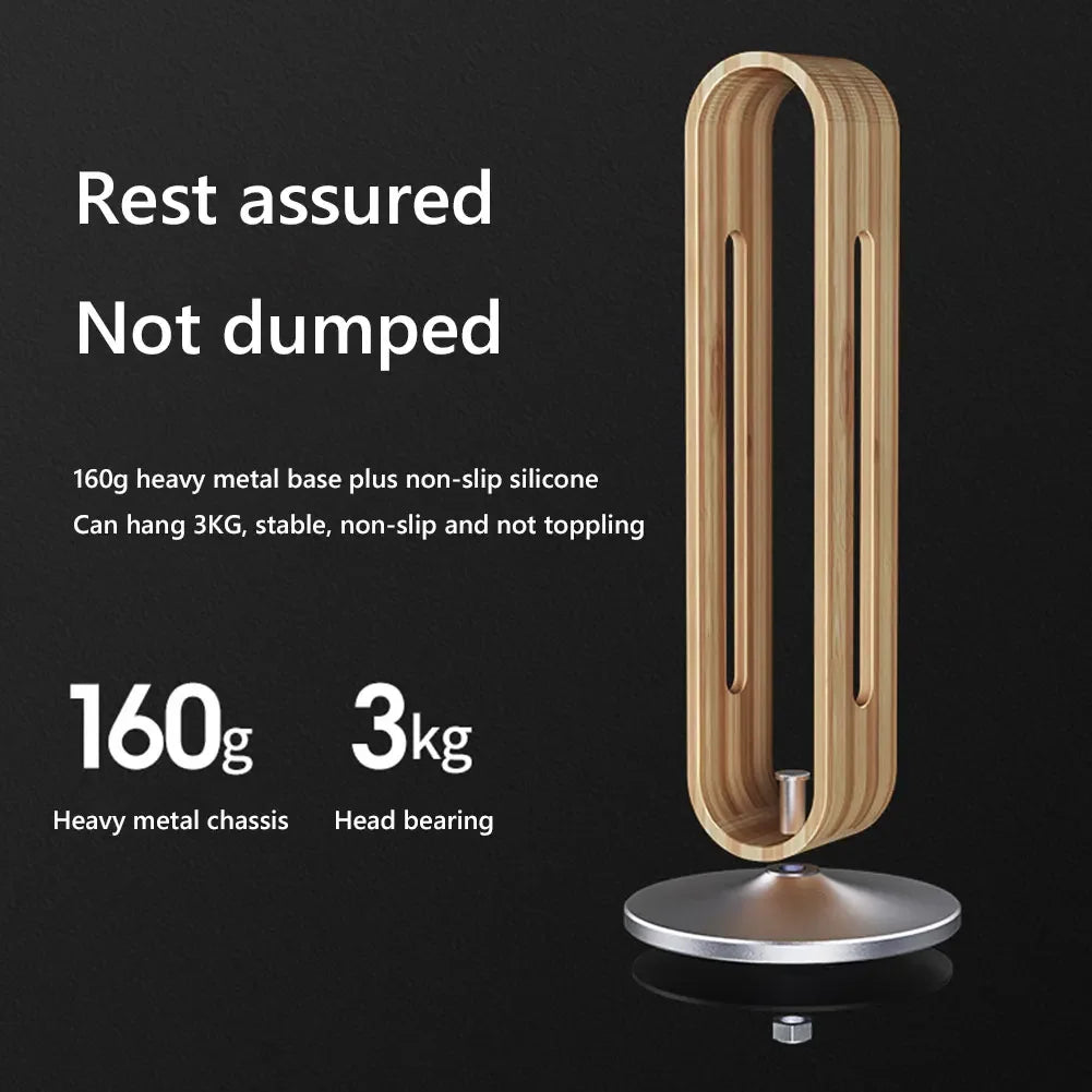Staxio Axis Bamboo and Aluminum Headphone Stand - view 3