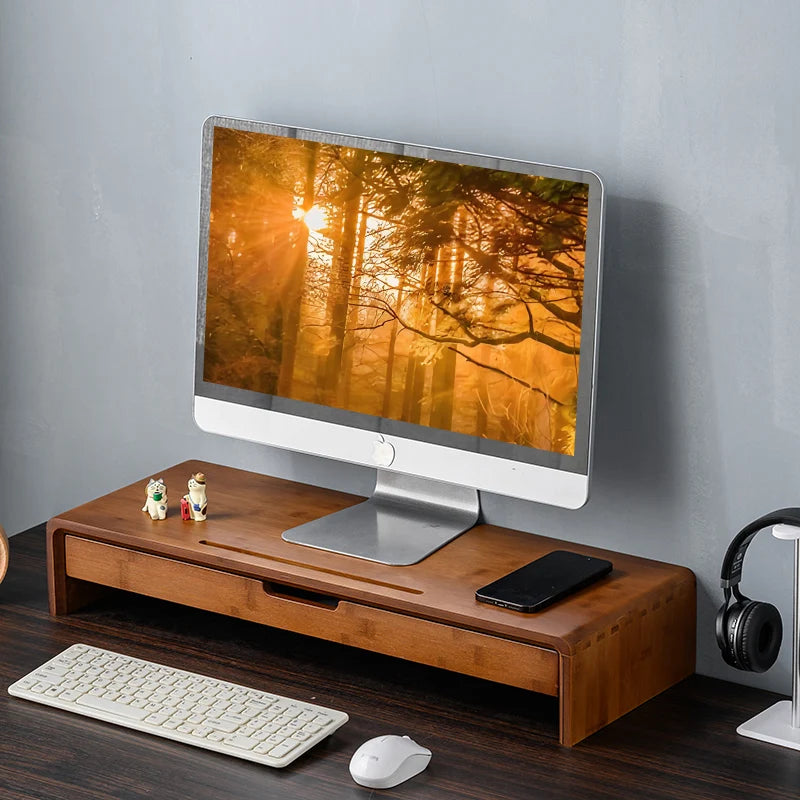 Staxio Kiln Bamboo Monitor Riser with Drawer - view 1