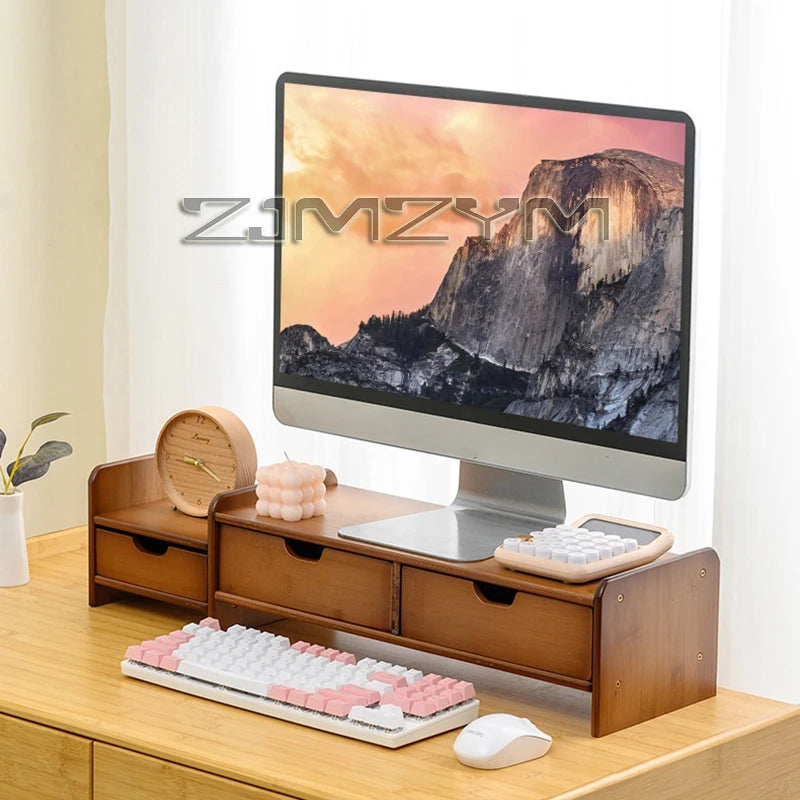 Staxio Reed Bamboo Monitor Riser with Drawer - view 4