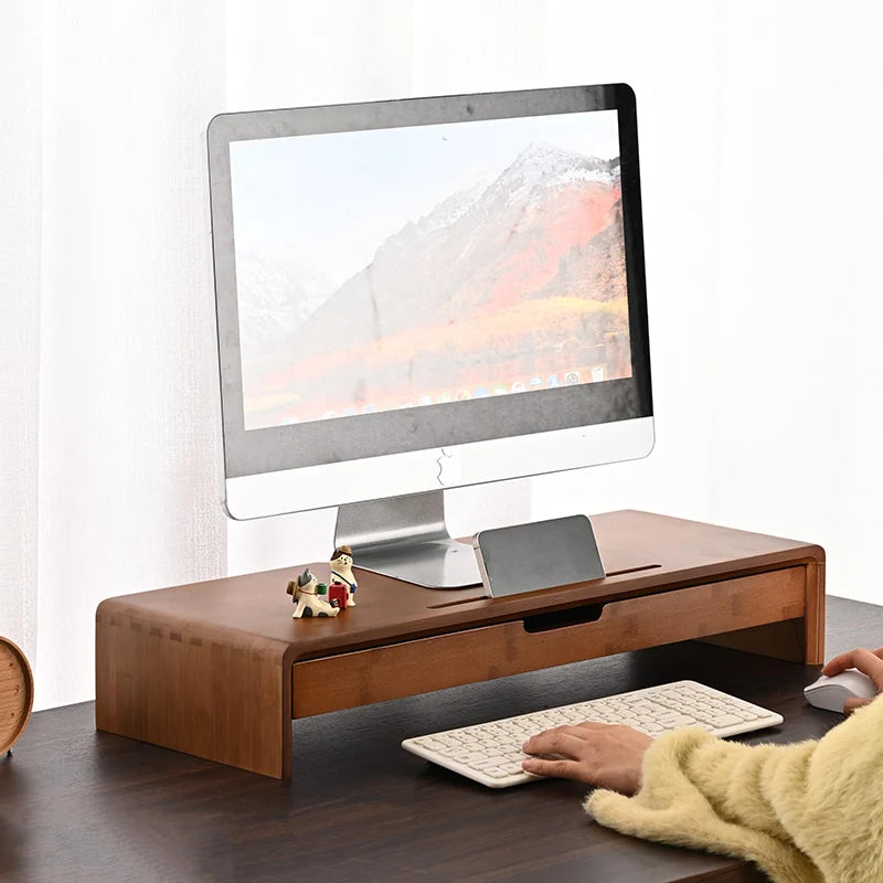 Staxio Kiln Bamboo Monitor Riser with Drawer - view 4