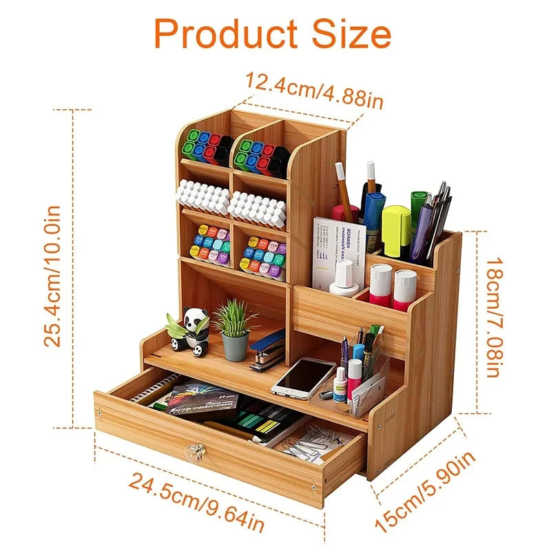 Staxio Timber Large-Capacity Wood Desk Organizer - view 4