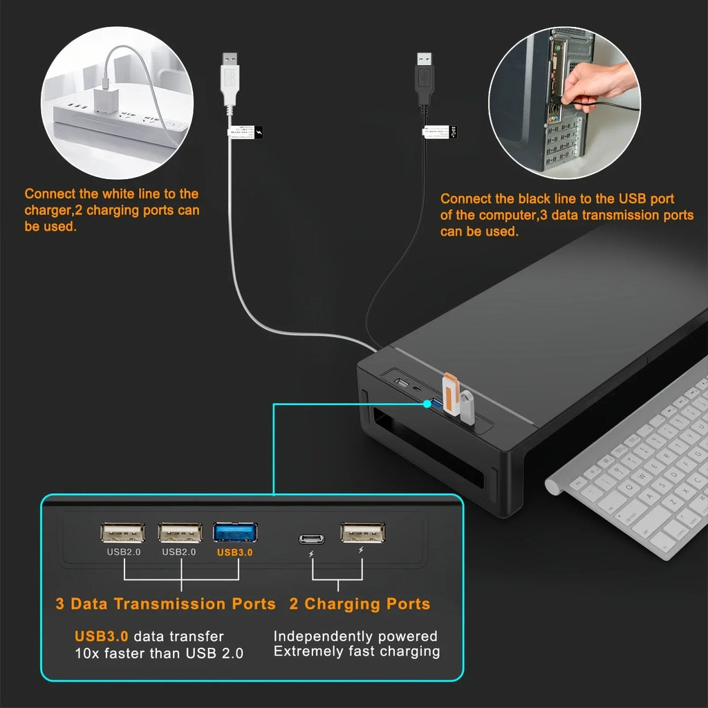 Staxio Meridian Foldable Monitor Riser with Drawer - view 6