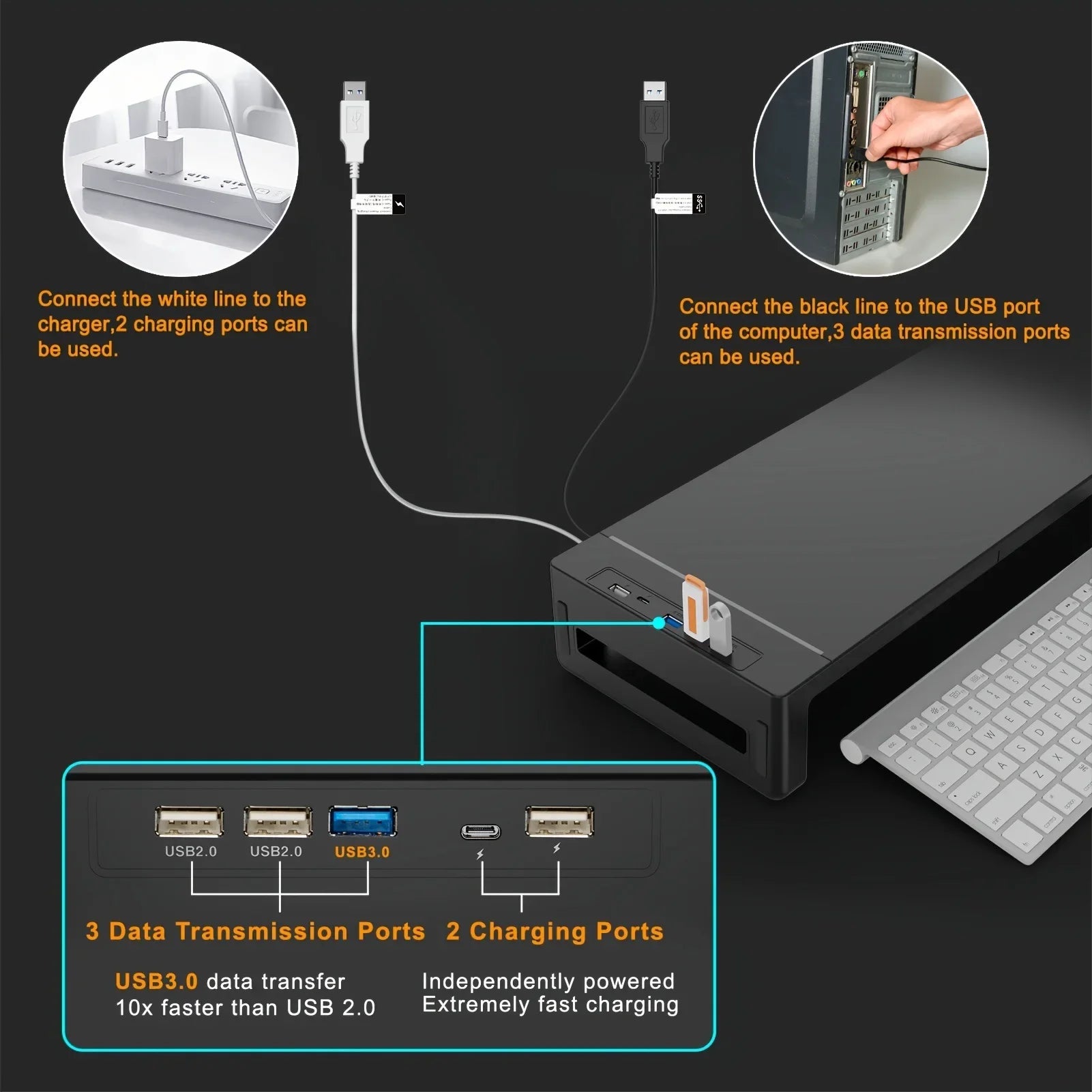 Staxio Meridian Foldable Monitor Riser with Drawer - view 6
